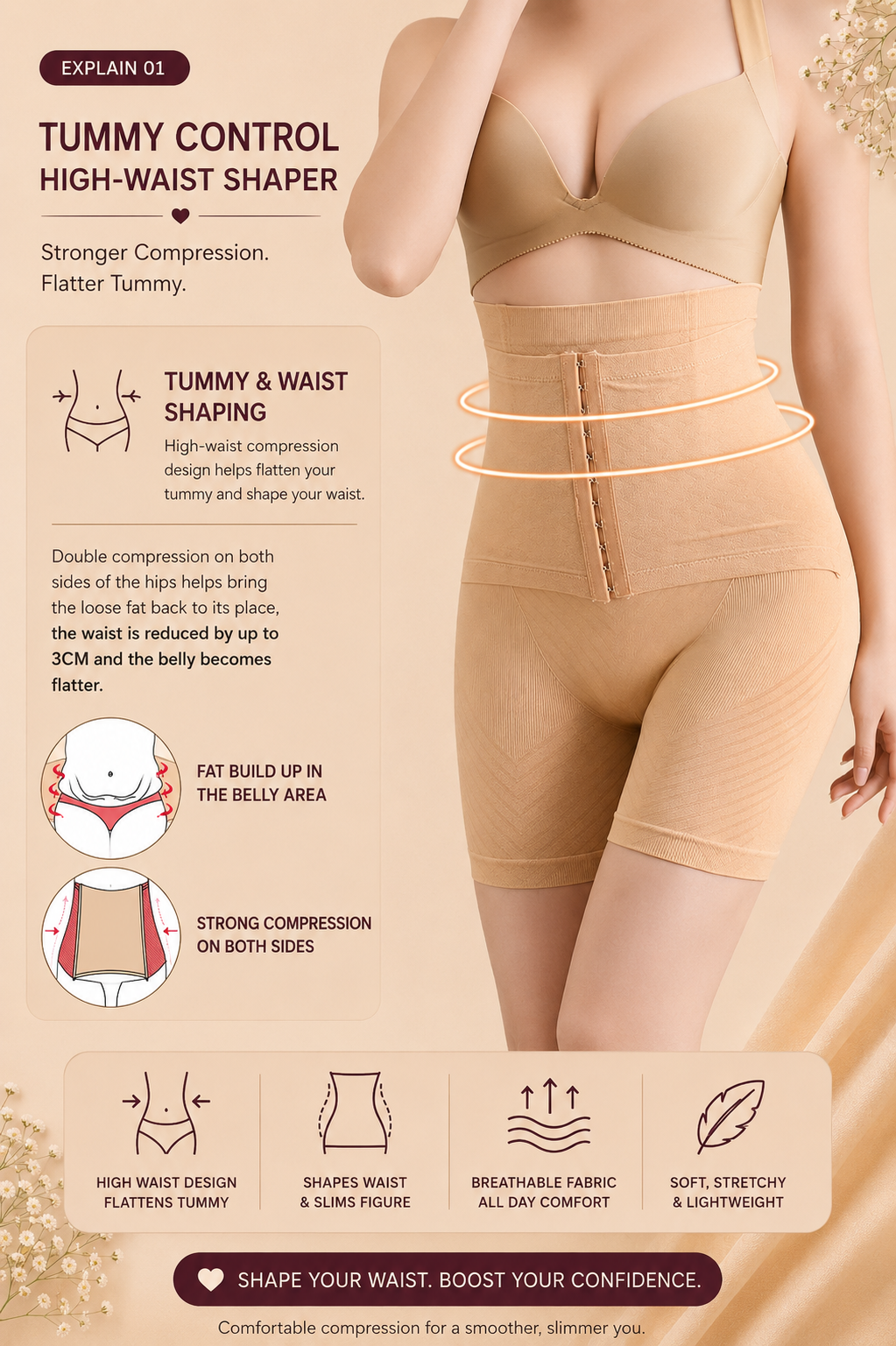 SculptFit Double Layer High-Waist Tummy Control Shaper