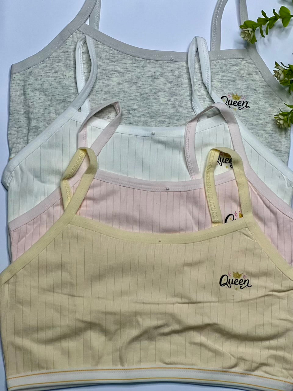 Queen Ribbed Cotton Camisole Bra