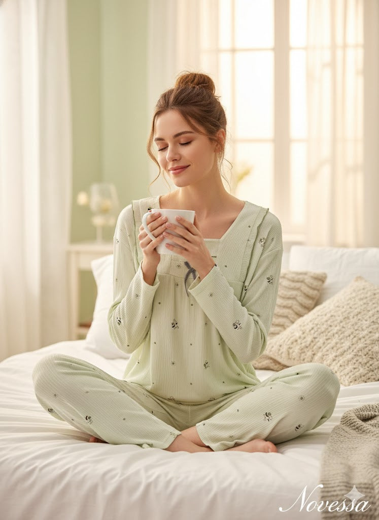 Mint Dream Embroidered Nightwear Set