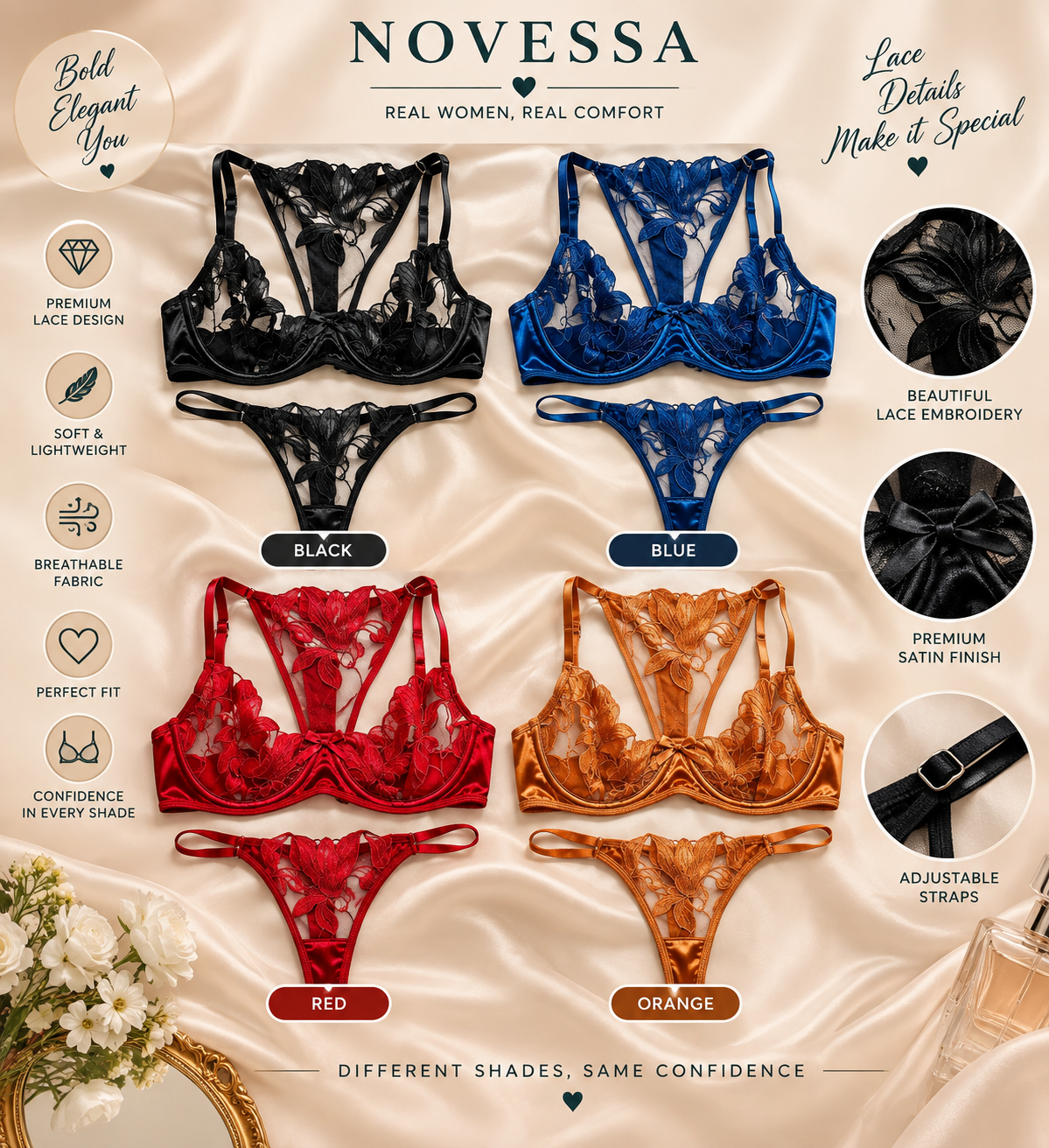Midnight Bloom Maroon Lace Lingerie Set