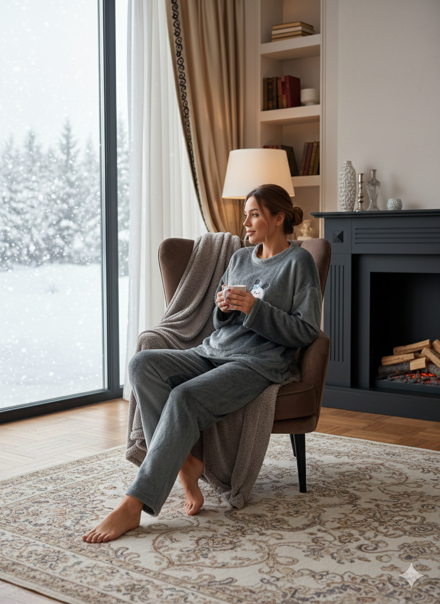 Grey Fleece Lounge Set