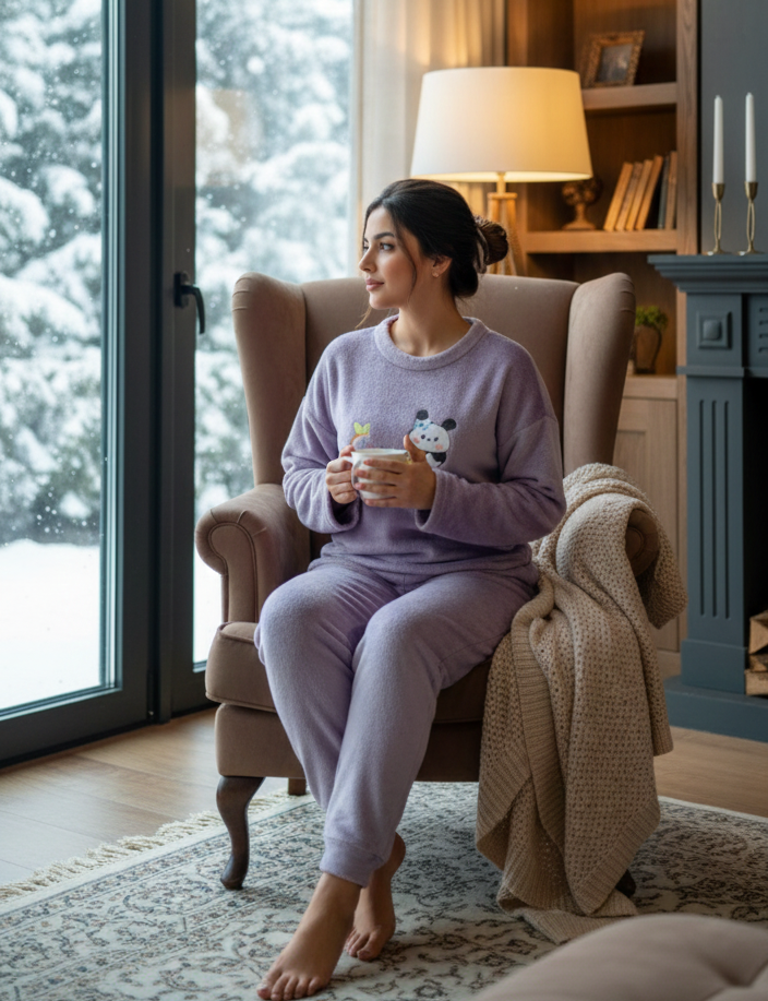 Purple Fleece Nightwear Set