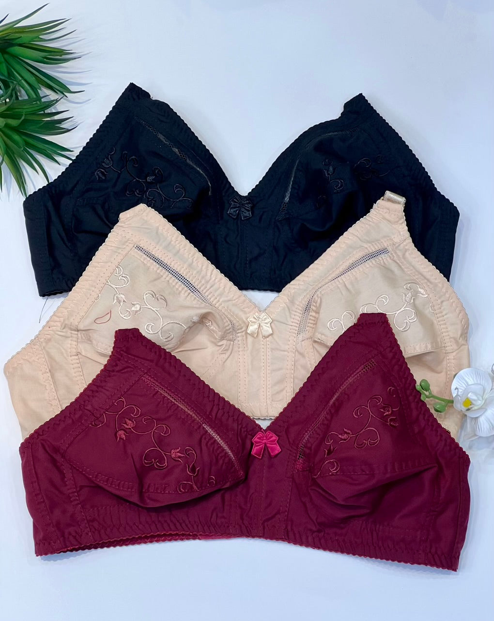 Classic Embroidered Full Coverage Non-Wired Support Bra