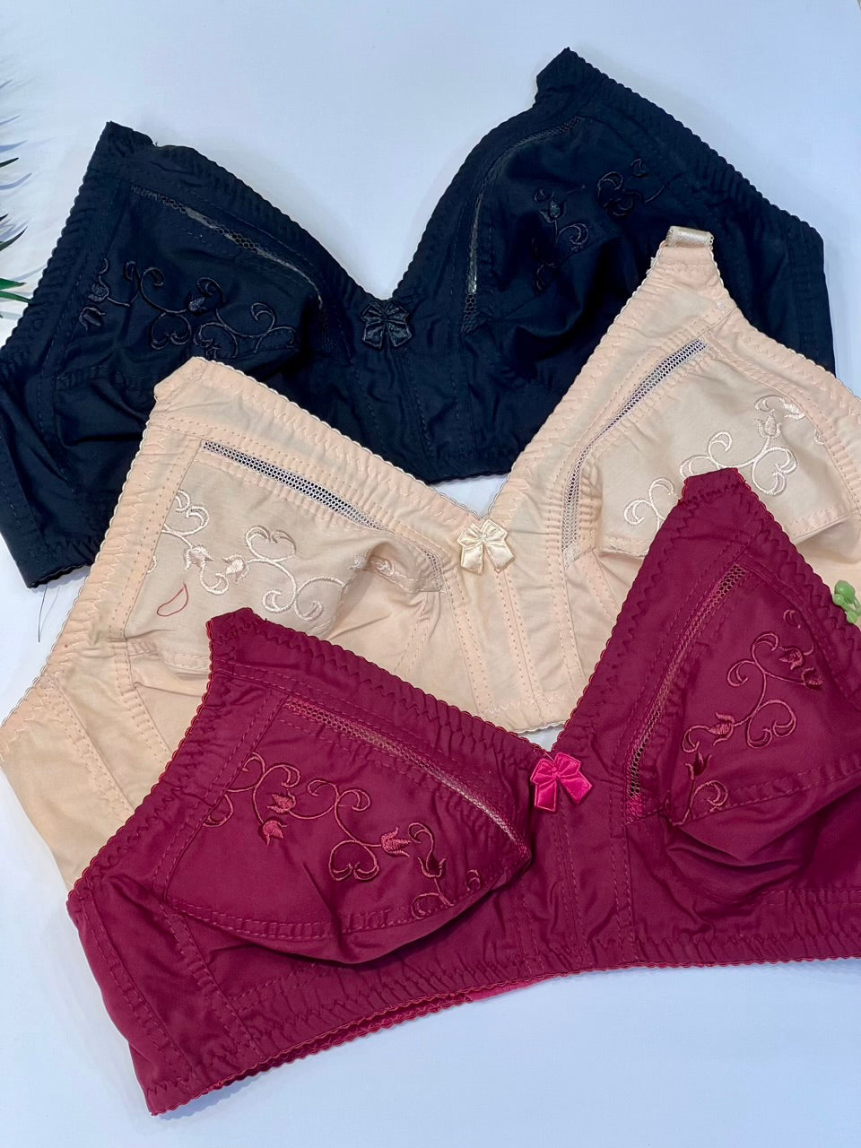 Classic Embroidered Full Coverage Non-Wired Support Bra