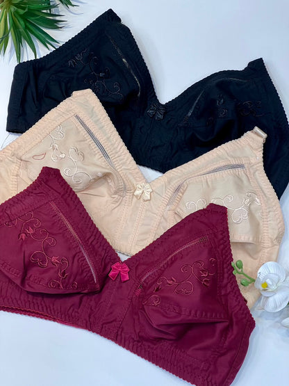Classic Embroidered Full Coverage Non-Wired Support Bra