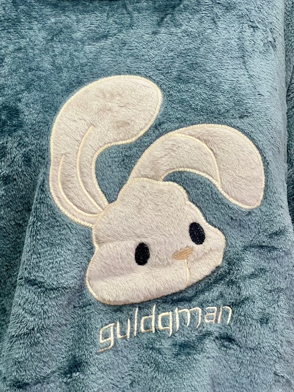 Cute Bunny Grey Fleece Lounge Set – Soft Winter Comfort