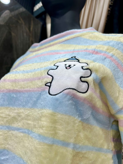 Pastel Stripe Fleece Lounge Set