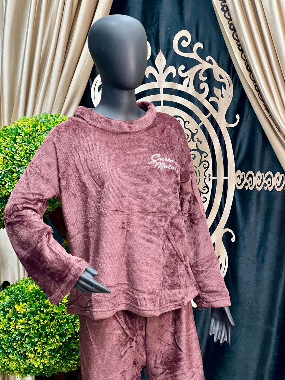 Mocha Colour Fleece Nightwear Set