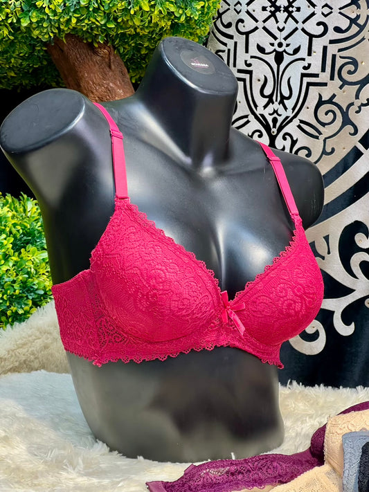 Rosé Charm Double Padded Push up Lace Bra