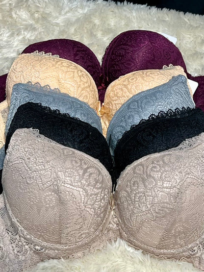 Rosé Charm Double Padded Push up Lace Bra