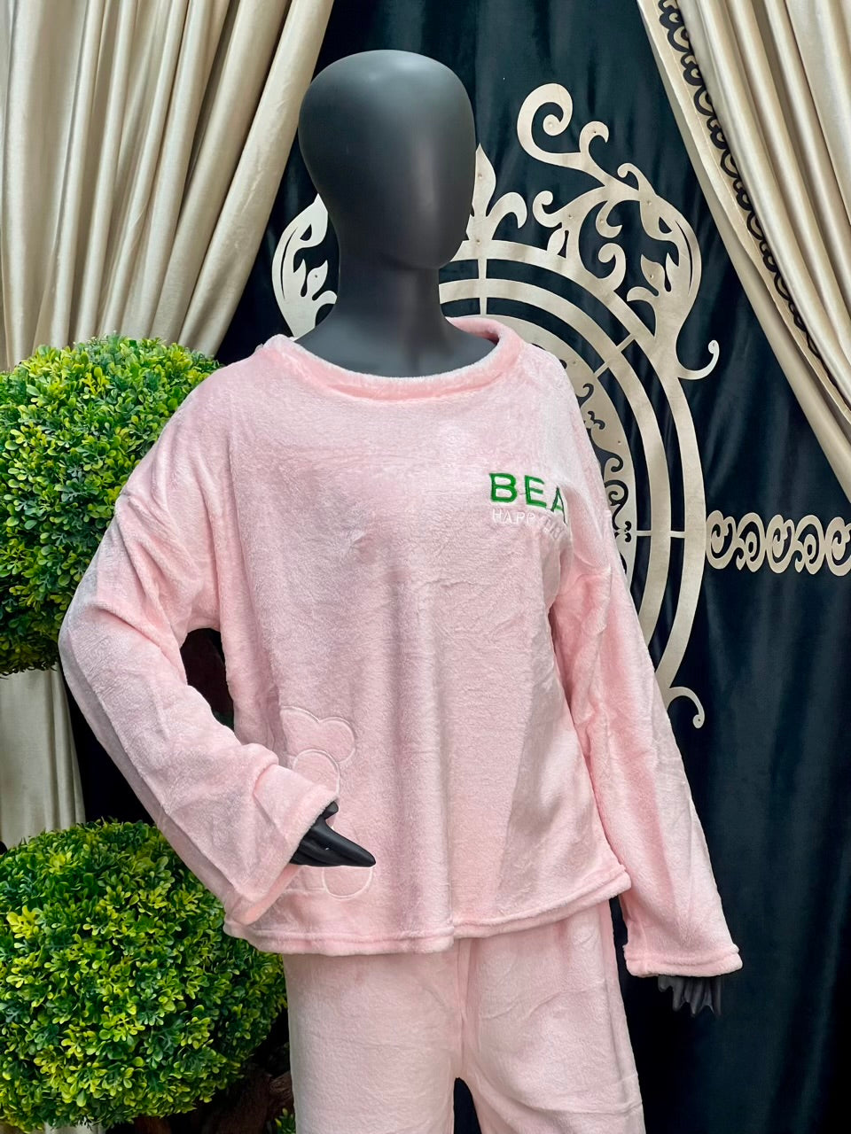 Pink Bear Fleece Nightwear Set