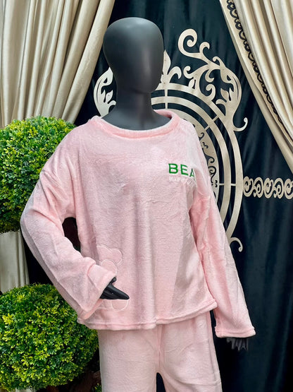 Pink Bear Fleece Nightwear Set