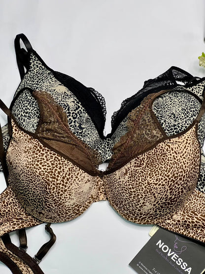 Leopard Luxe Lace Padded Bra Panty set