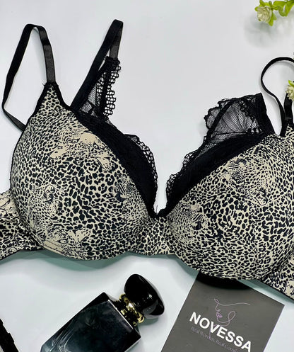 Leopard Luxe Lace Padded Bra Panty set