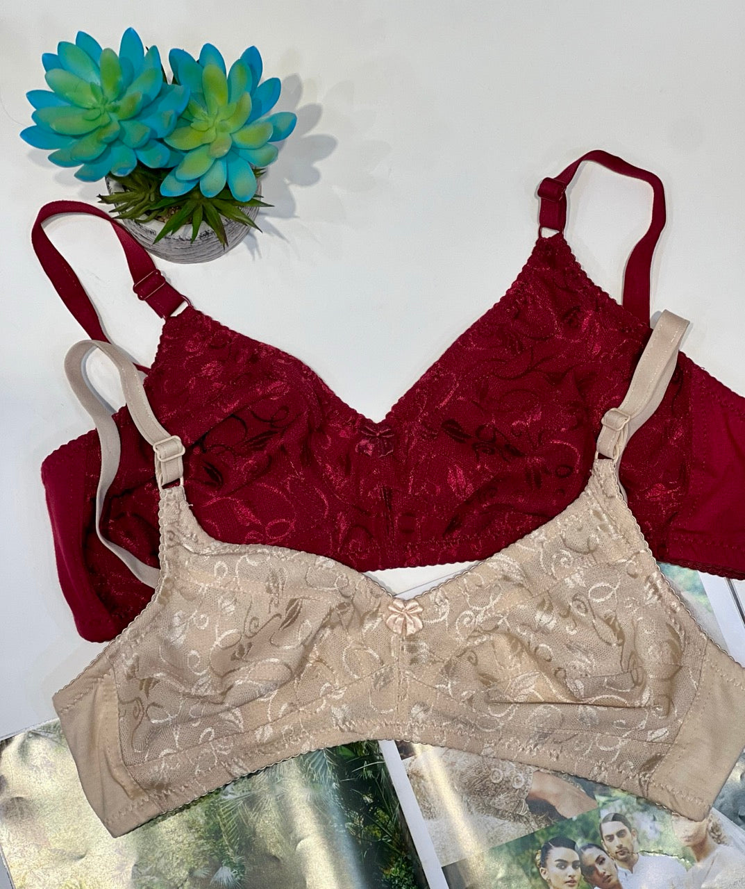 Elegant Floral Cotton Lace Bra