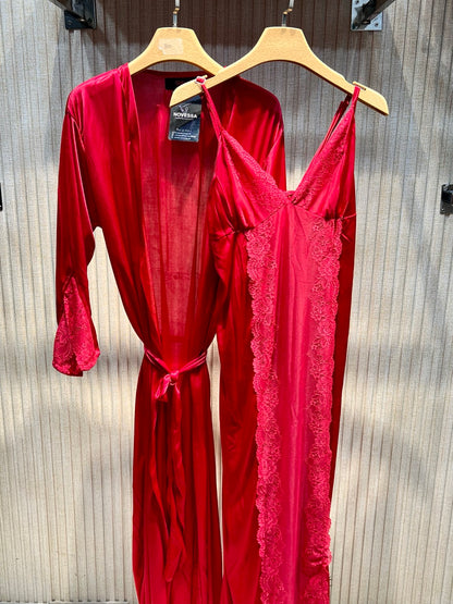 Luxe 2piece- Silk Red Nighty – Soft Nightwear Elegance