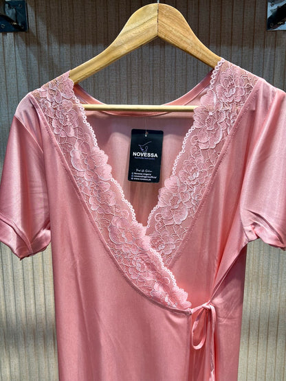 2-Piece Silk Nighty Set – Sleeveless & Full-Sleeve Gown