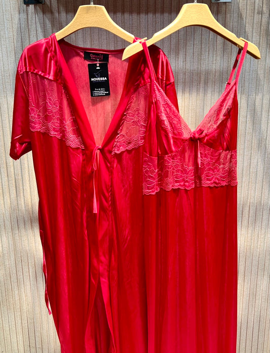 Luxe Comfort 2-Piece Red Lacy Sleepwear Set