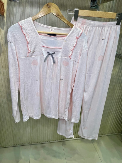 Blush Serenity Nightwear Set – Soft Pink Elegance