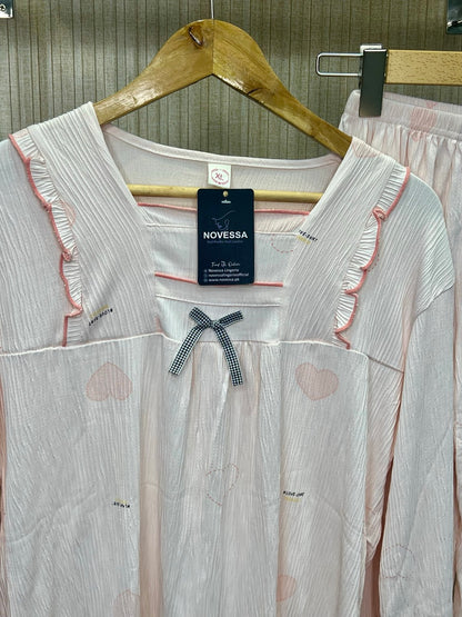 Blush Serenity Nightwear Set – Soft Pink Elegance