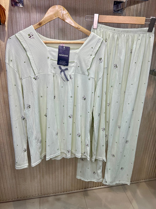 Mint Dream Embroidered Nightwear Set