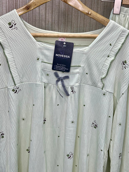 Mint Dream Embroidered Nightwear Set