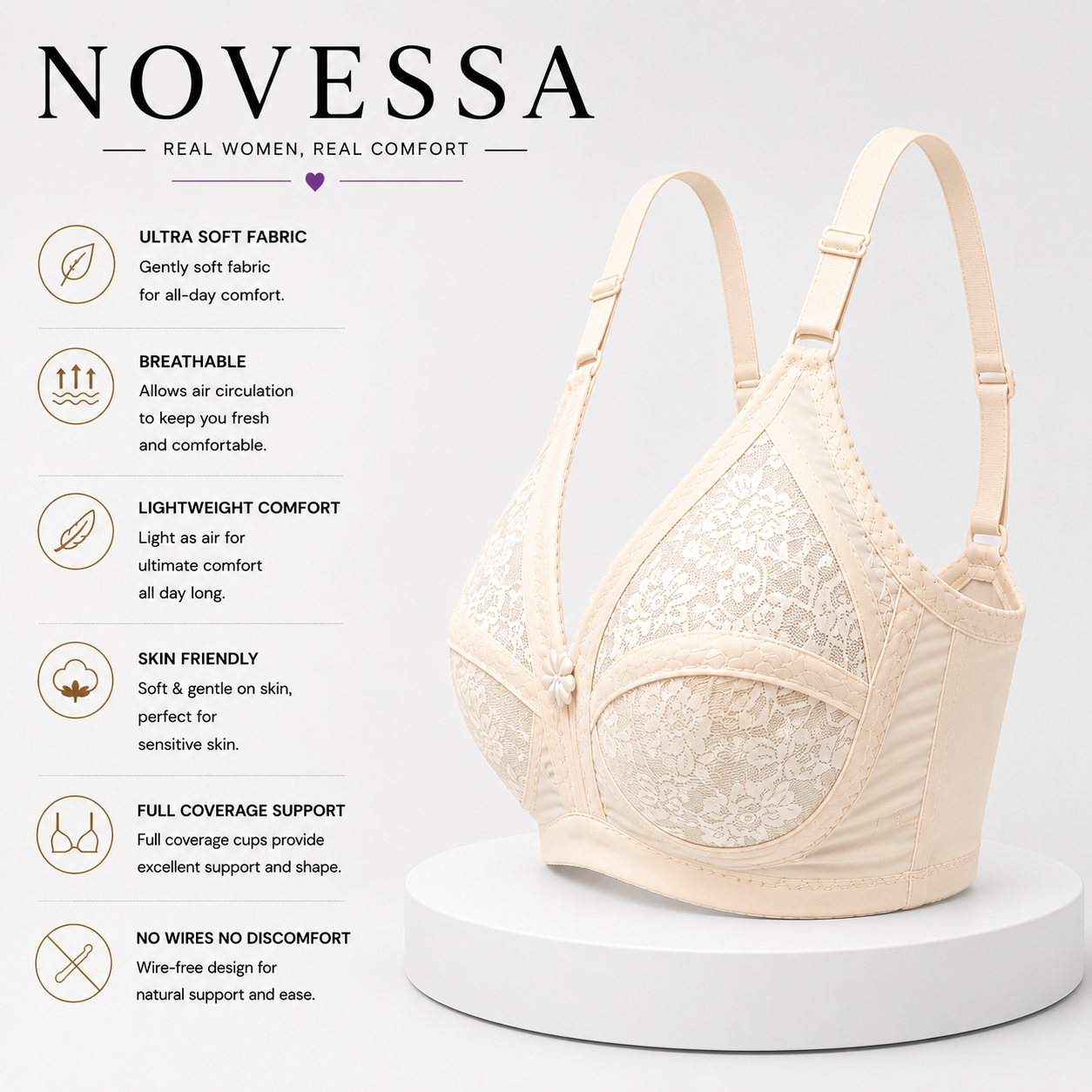 Soft Lacy Full Coverage Support