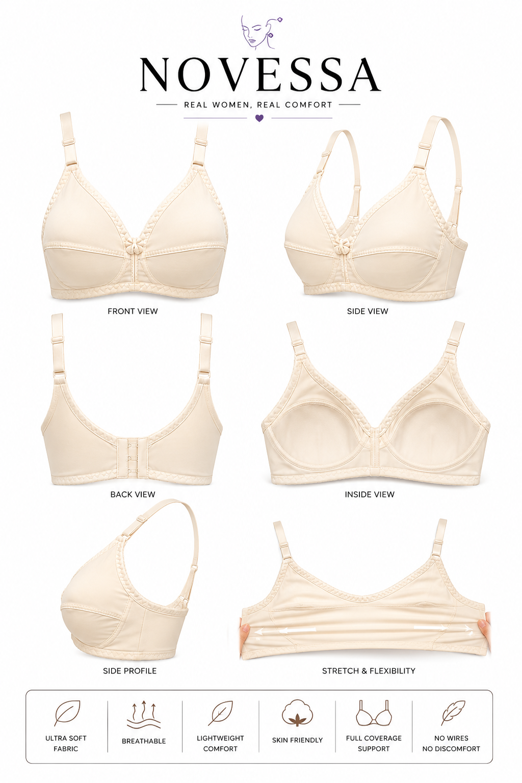 Buttery Soft, Non Padded Full Coverage