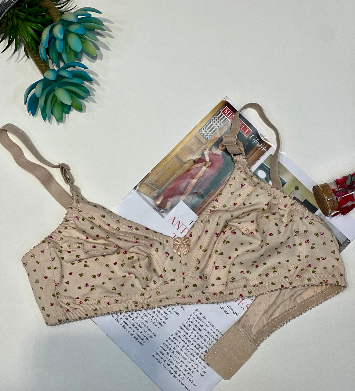 🌼 Cotton Printed Comfort Bra – Everyday Wear