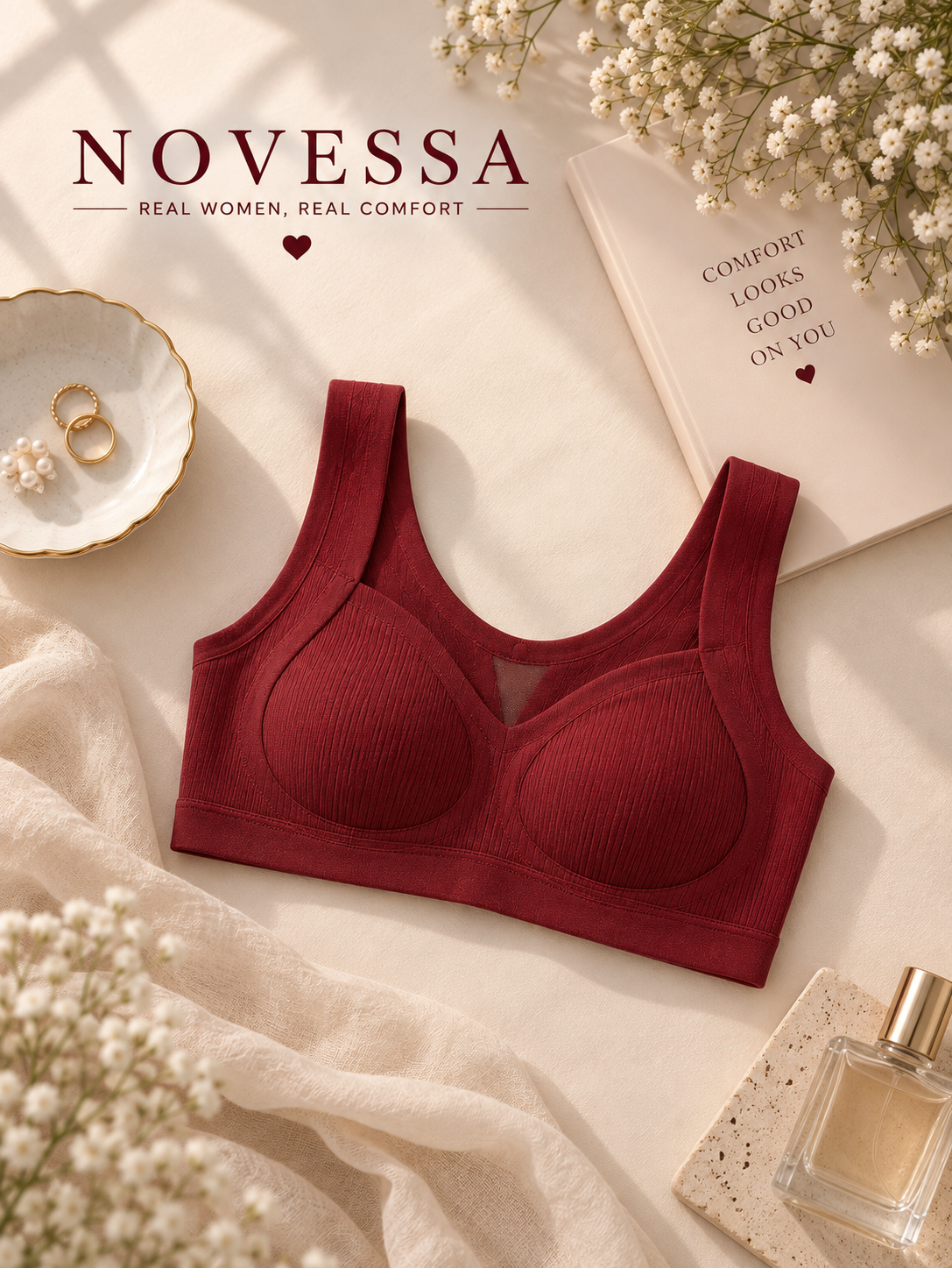 Seamless Ribbed Comfort Support Bra