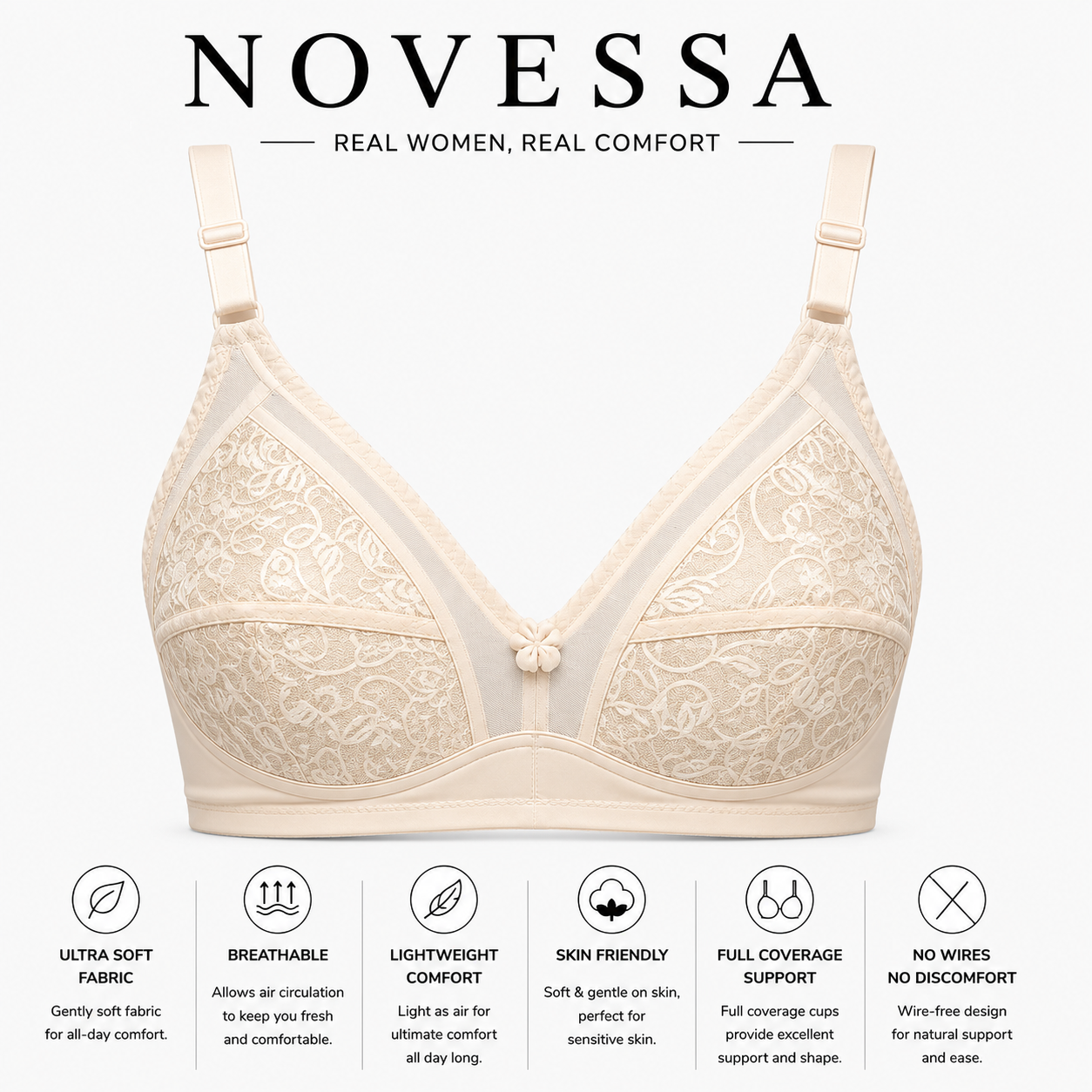 Floral Lace Full Coverage Non Padded