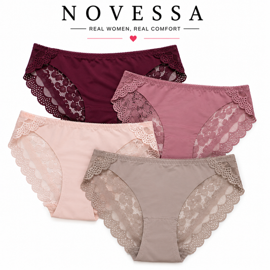 Silk Touch — Seamless Panties with Floral Lace Side Trim