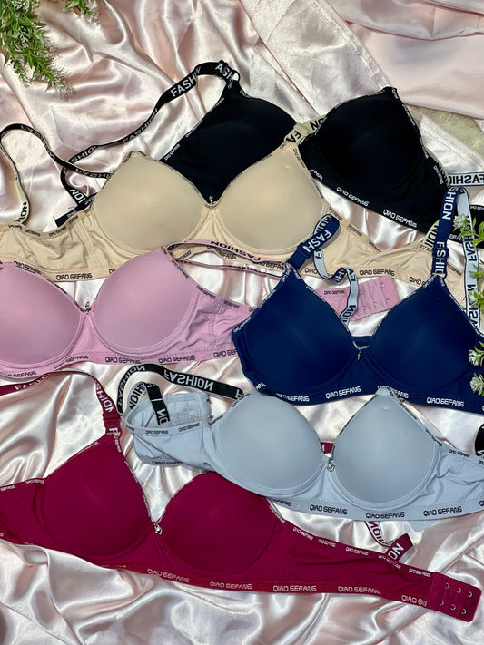 Lightly Padded Fashion Bra with Branded Elastic Straps