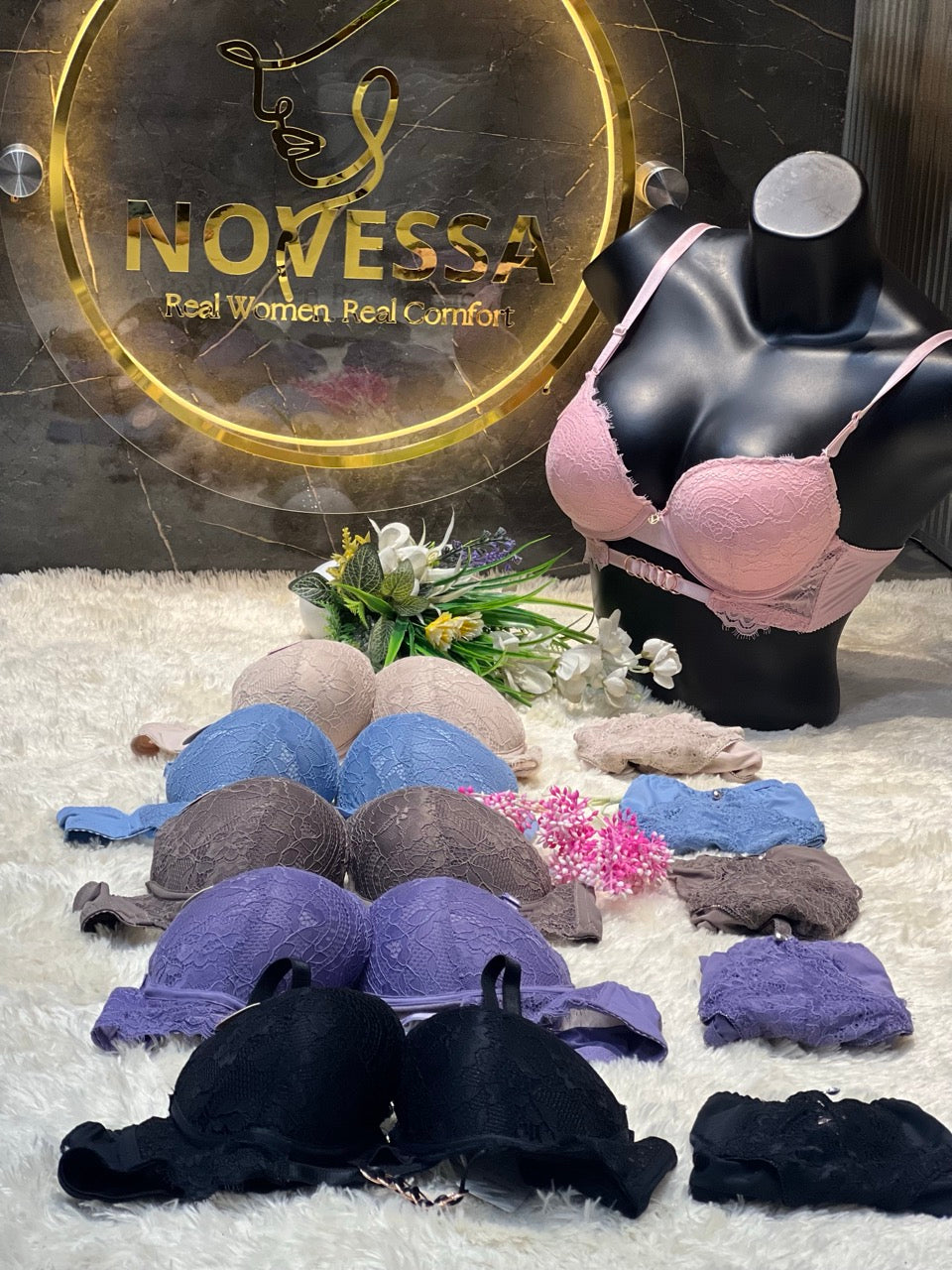 Full Lace Bra & Panty Set – Elegant Comfort in Multiple Colors