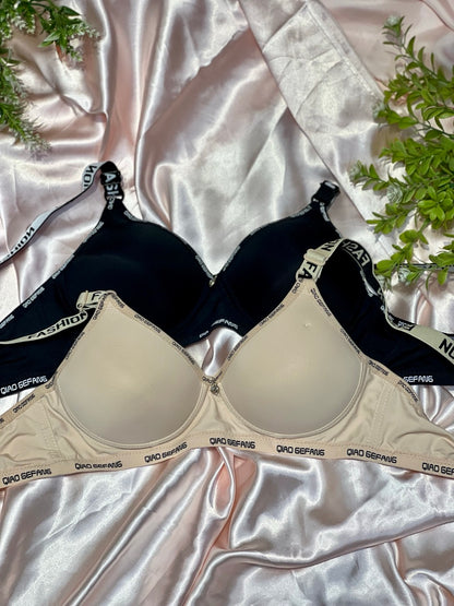 Lightly Padded Fashion Bra with Branded Elastic Straps