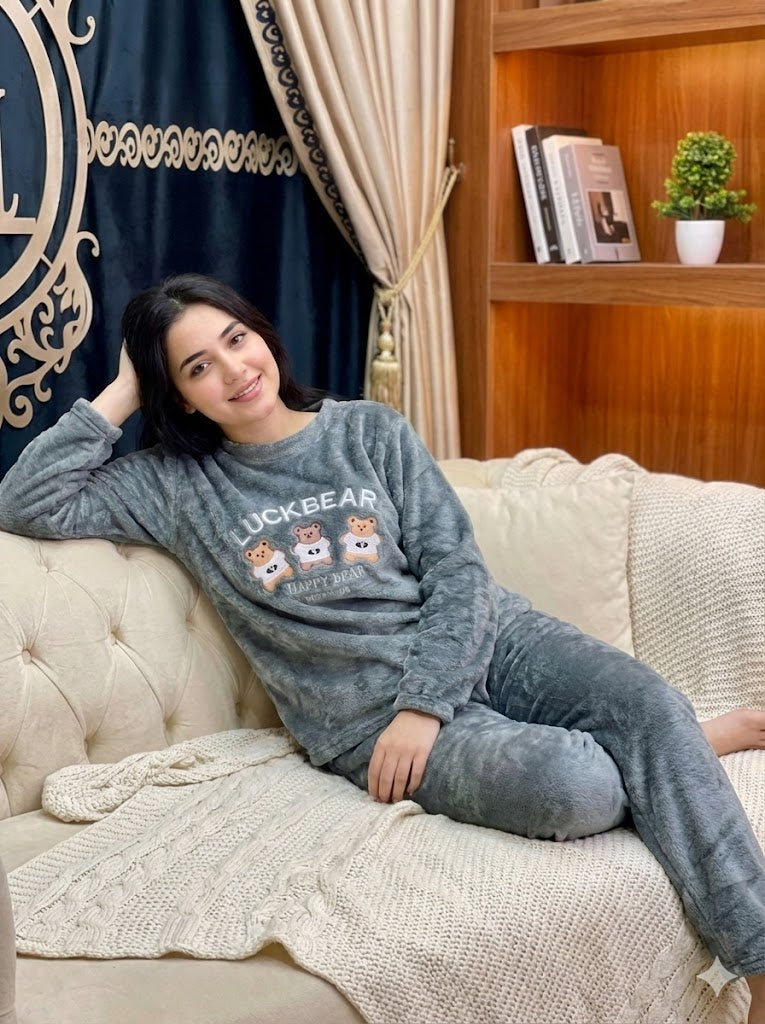 Grey Fleece Lounge Set – Ultra Soft Winter Comfort