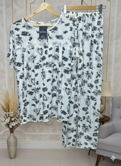 Floral Whisper White Nightwear Set