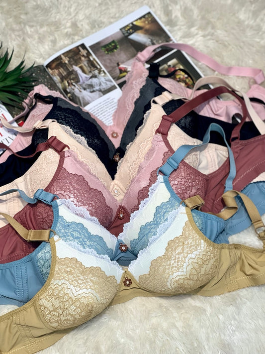 🌸 Elegant Lace Bra Collection – Multi-Color Comfort & Style